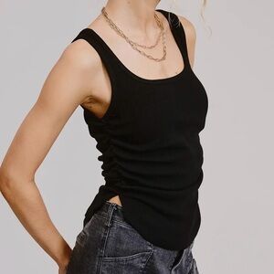 Black Ribbed Knit Scoop Neck Tank